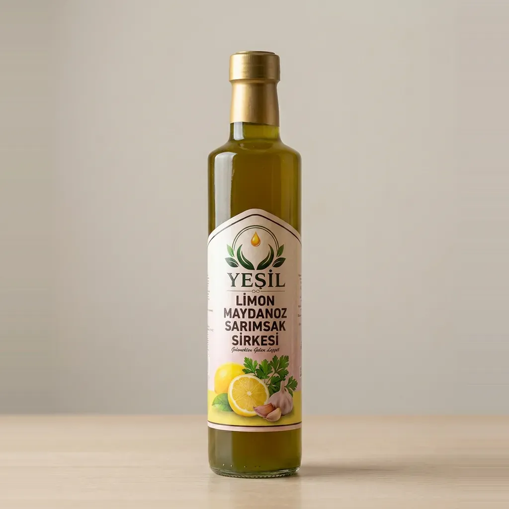 Limon Maydanoz Sarımsak Sirkesi — 500 ml Dorica cam şişe