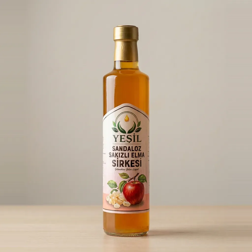 Sandaloz Sakızlı Elma Sirkesi — 500 ml Dorica cam şişe